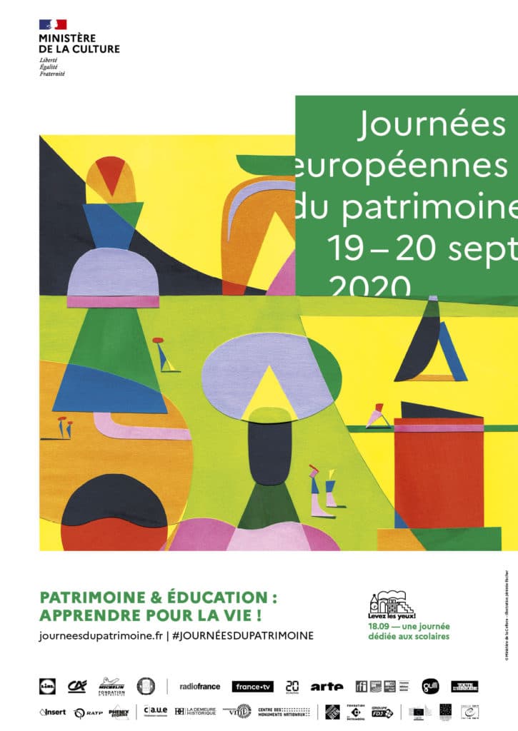 Affiche des Journées Européennes du Patrimoine 2020, Ministère de la Culture – Illustration Jérémie Fischer